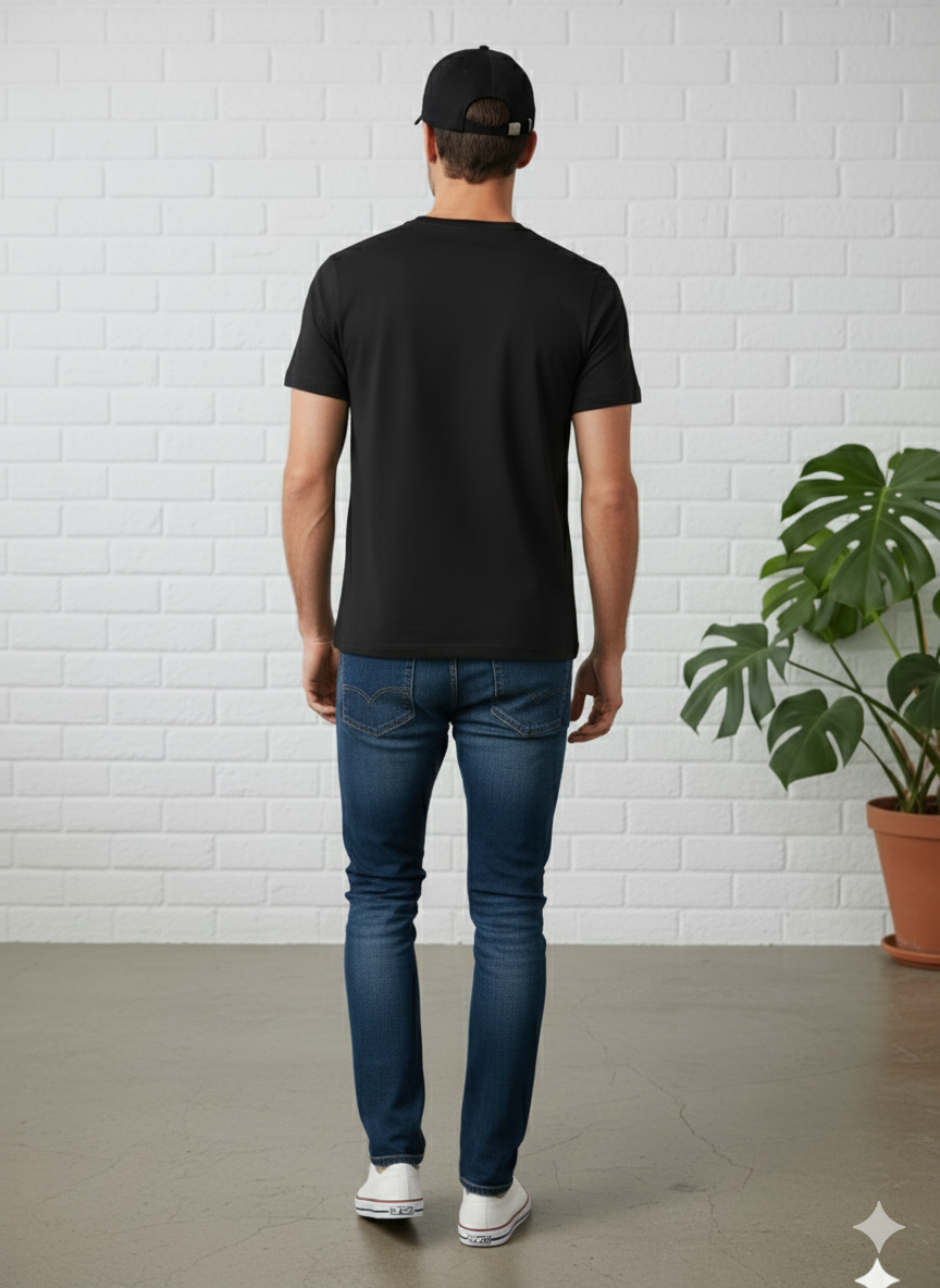 Men's Premium Black Crewneck T-Shirt | Soft Cotton Basic Tee