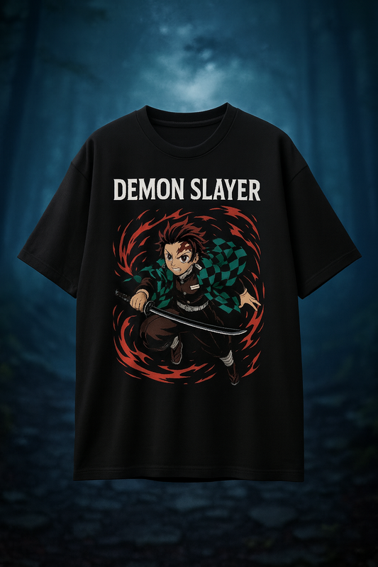 Demon Slayer Tanjiro Oversized T-Shirt β Premium 3D Anime Print | Unisex Streetwear