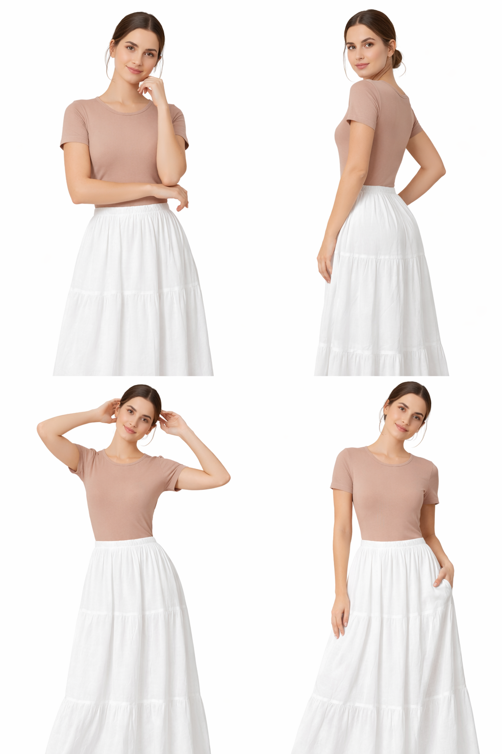 Flowing White Tiered Maxi Skirt with Soft Elastic Waist