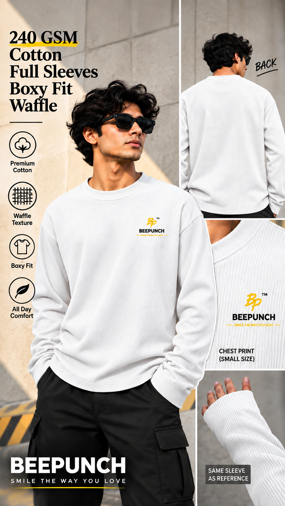 BeePunch White Waffle T-Shirt