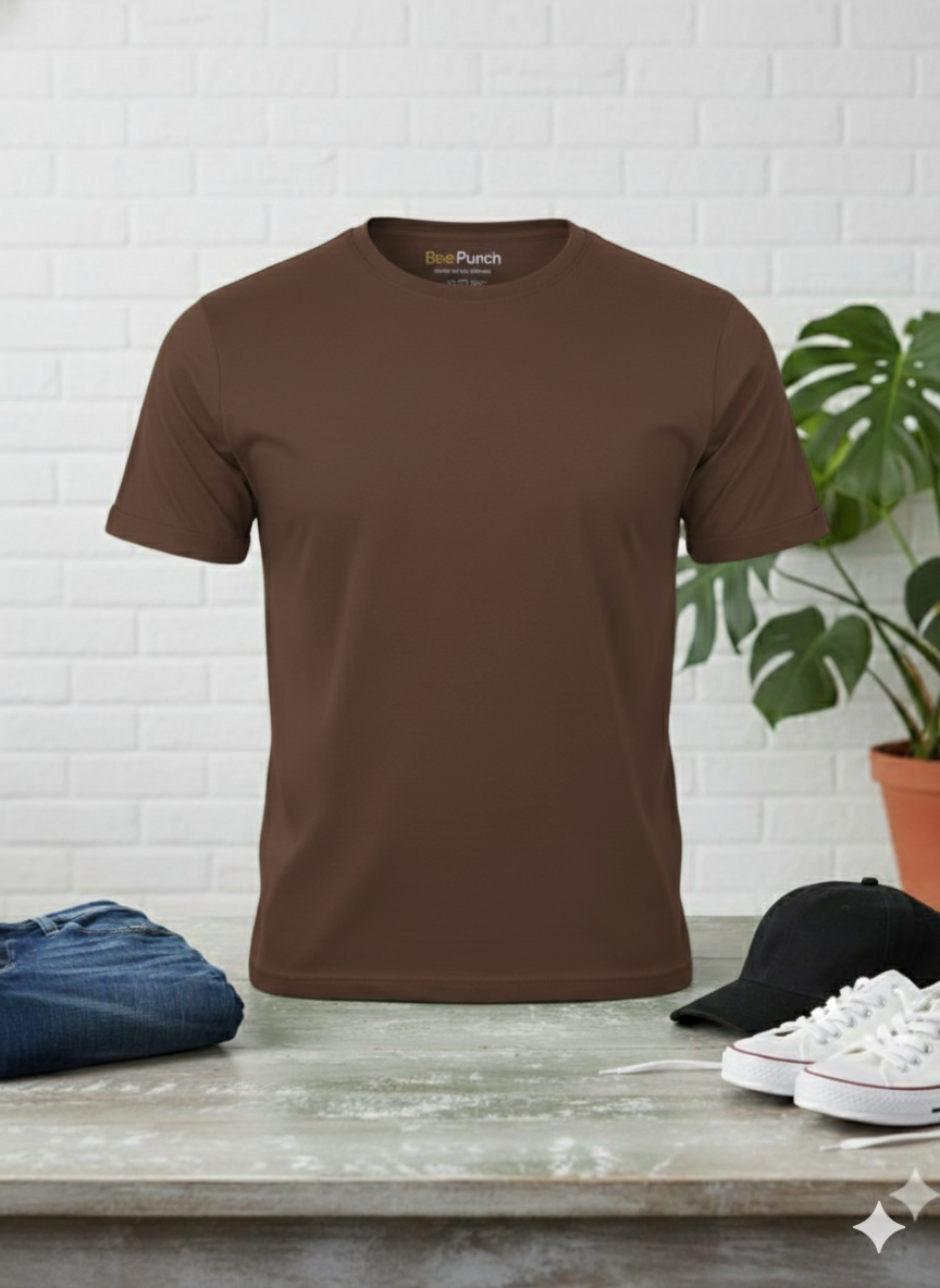🎯 Classic Short-Sleeve Brown T-Shirt for Men: The Ultimate Everyday Essential