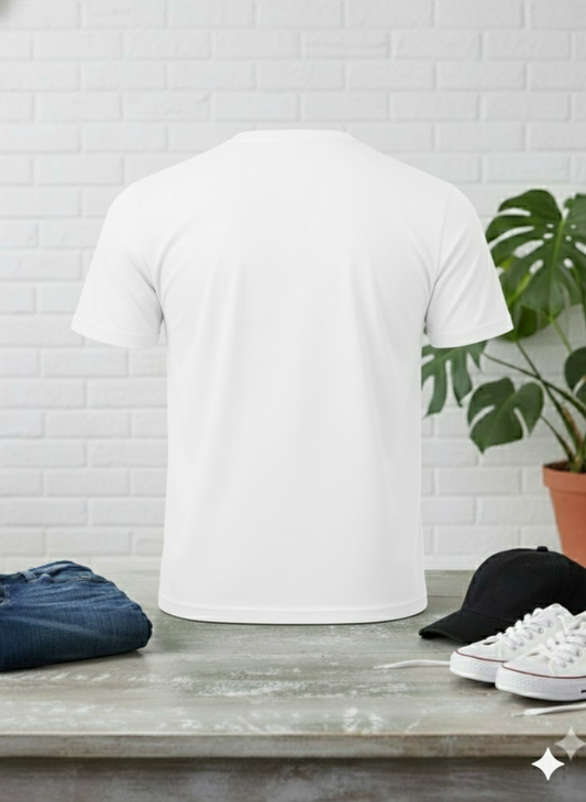 Premium Blank White Crewneck T-Shirt Mockup for Men