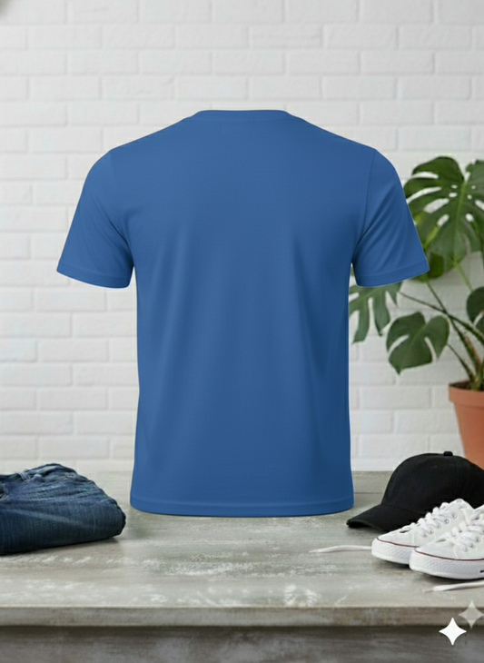 Men's Premium Royal Blue Crew Neck T-Shirt - Essential Cotton Tee