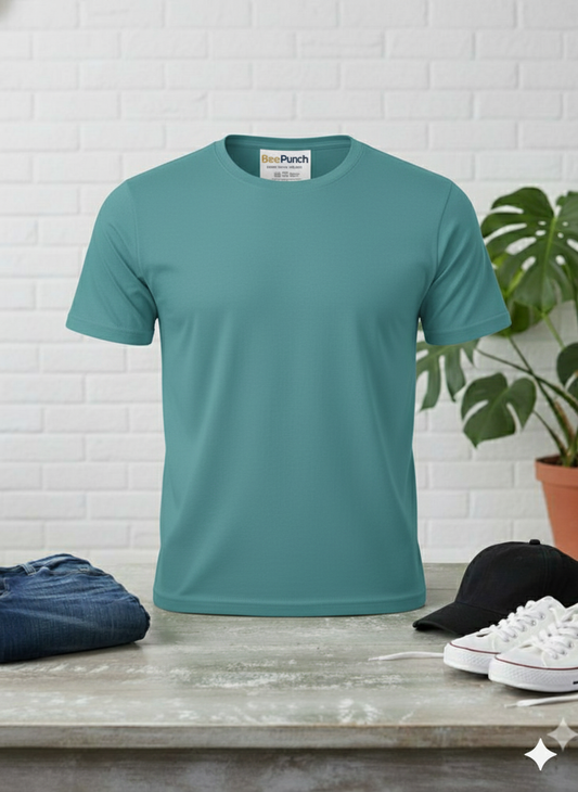 BeePunch Classic Teal Crew Neck T-Shirt | Everyday Comfort. Streetwear Confidence.