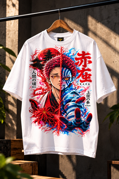 BeePunch Akaza Oversized Anime T-Shirt – White