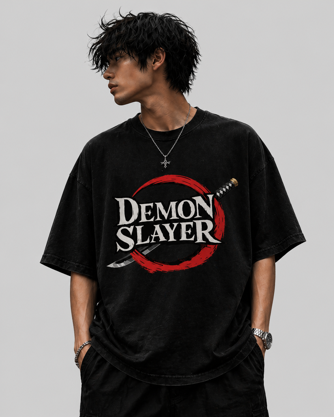 Giyu Tomioka Water Hashira anime T-shirt back print