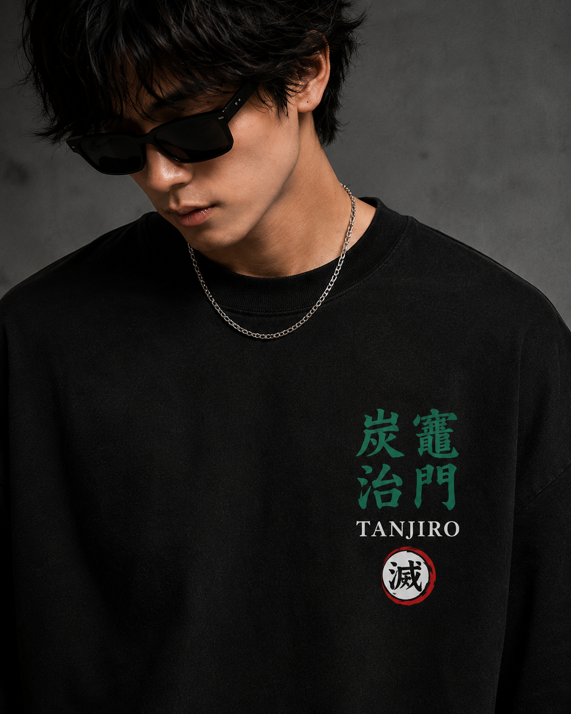 BeePunch Tanjiro Kamado Water Breathing Oversized Anime T-Shirt