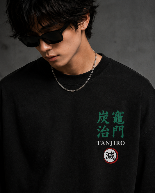 BeePunch Tanjiro Kamado Water Breathing Oversized Anime T-Shirt