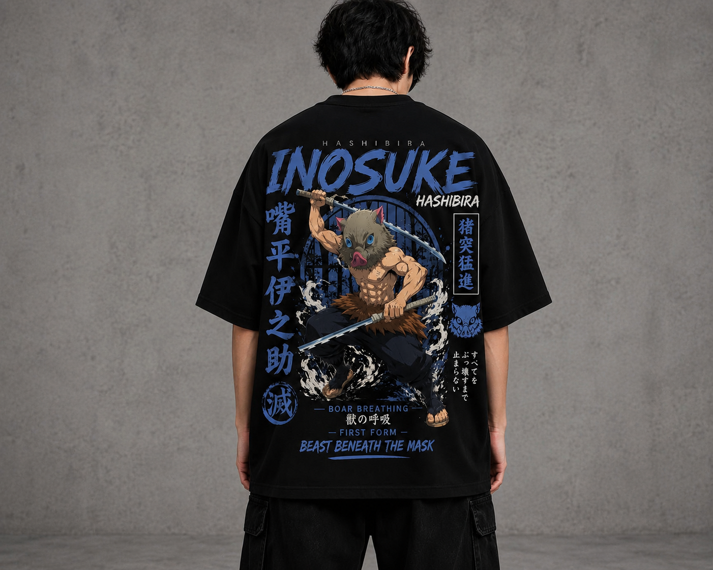 BeePunch Inosuke Hashibira Oversized Anime T-Shirt