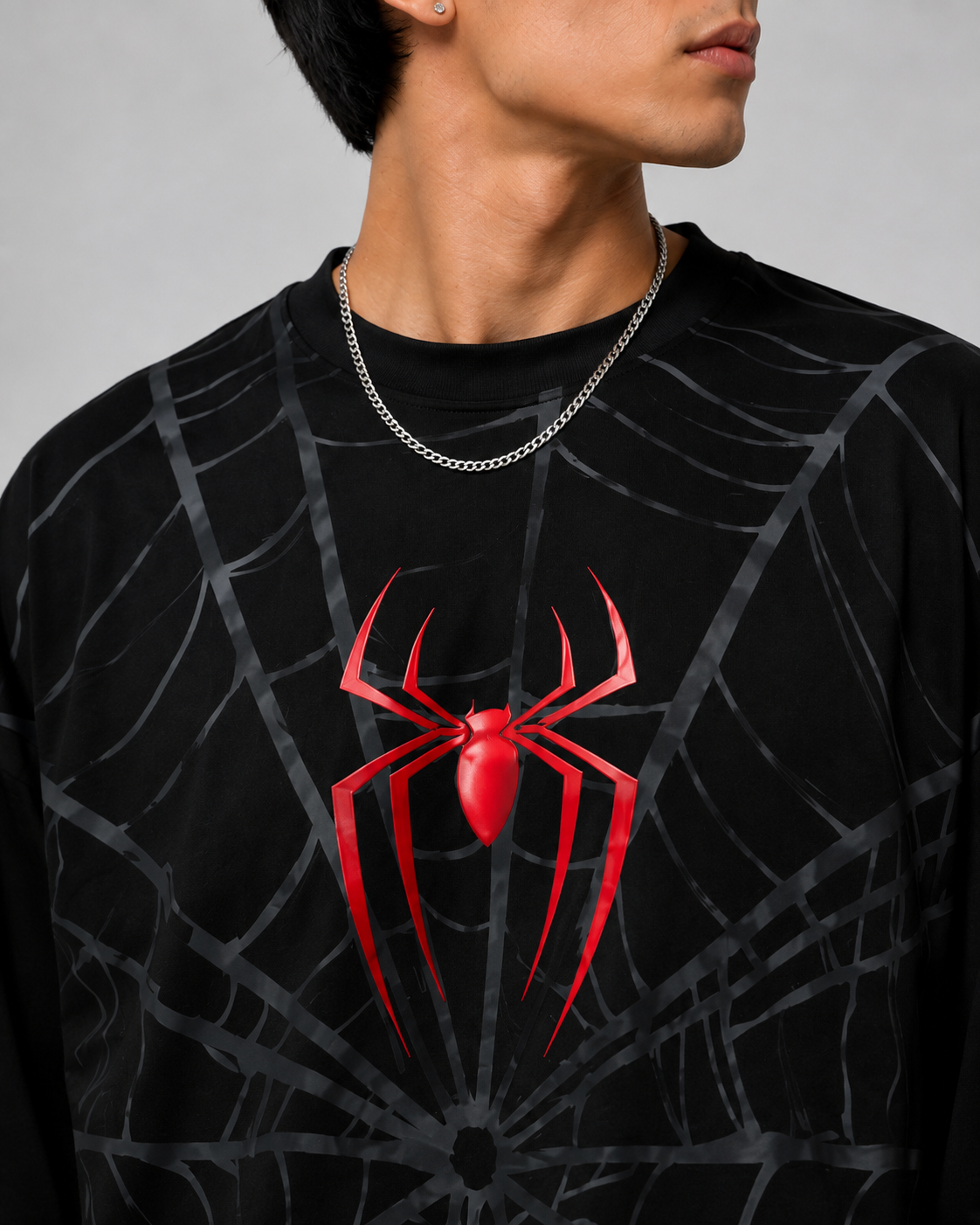 BeePunch Spider Web Oversized T-Shirt – Black