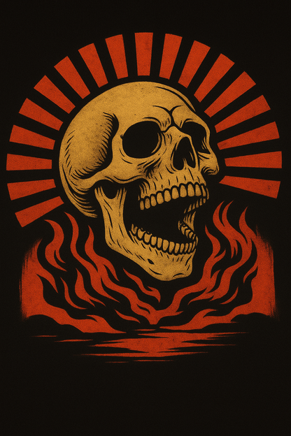 Skull Blaze Oversized Black T-Shirt – BeePunch Edition