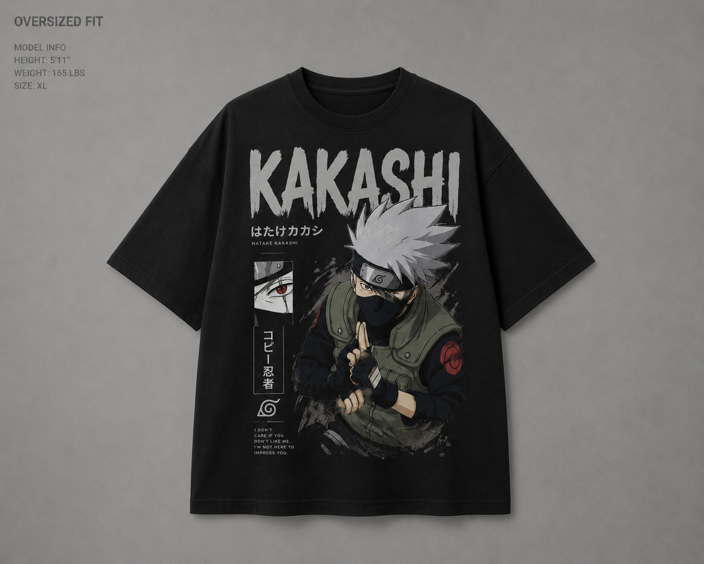 BeePunch Kakashi Graphic Oversized Tee – 240 GSM French Terry