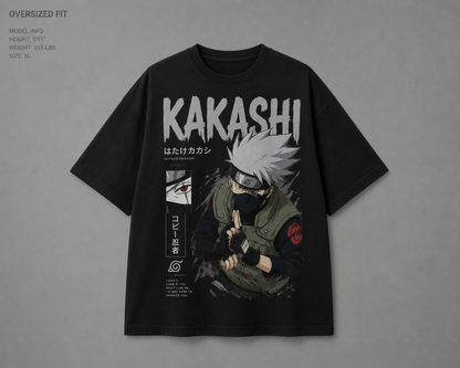 BeePunch Kakashi Graphic Oversized Tee – 240 GSM French Terry