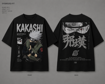 BeePunch Kakashi Graphic Oversized Tee – 240 GSM French Terry
