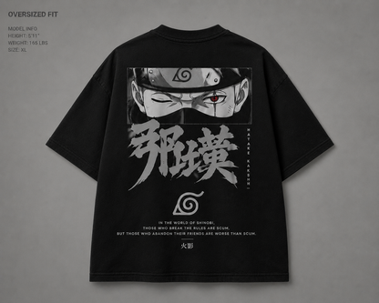 BeePunch Kakashi Graphic Oversized Tee – 240 GSM French Terry