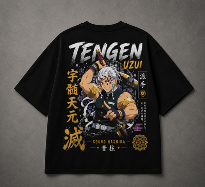 BeePunch Tengen Uzui Oversized Anime T-Shirt – Premium 240 GSM French Terry Cotton