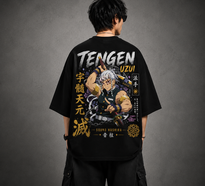BeePunch Tengen Uzui Oversized Anime T-Shirt – Premium 240 GSM French Terry Cotton