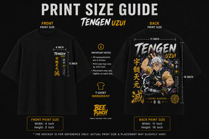 BeePunch Tengen Uzui Oversized Anime T-Shirt – Premium 240 GSM French Terry Cotton