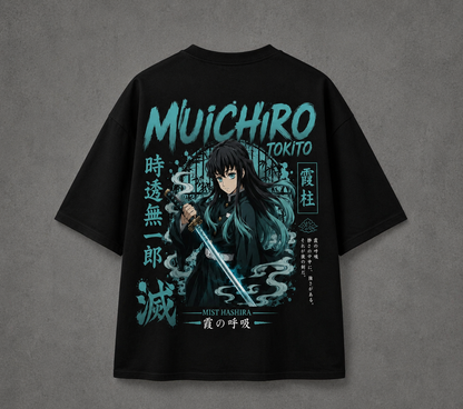 Muichiro Tokito Oversized Anime T-Shirt | Demon Slayer Mist Hashira | 240 GSM French Terry | BeePunch
