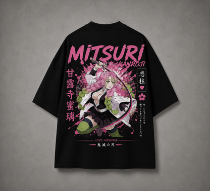 Mitsuri Kanroji Oversized Anime T-Shirt | Demon Slayer Love Hashira | 240 GSM French Terry | Premium Streetwear | BeePunch