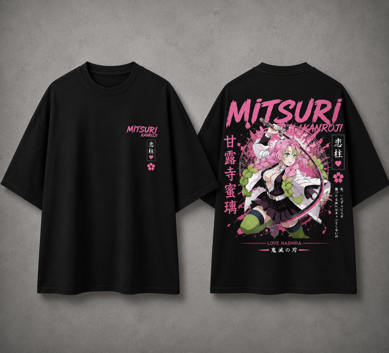 Mitsuri Kanroji Oversized Anime T-Shirt | Demon Slayer Love Hashira | 240 GSM French Terry | Premium Streetwear | BeePunch