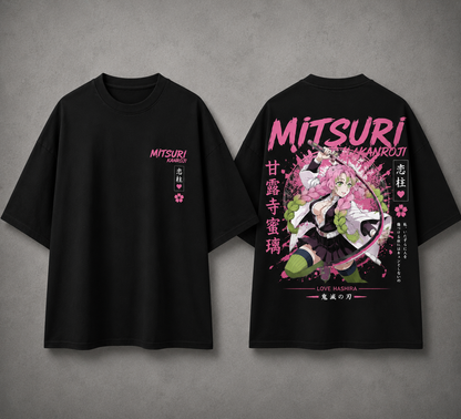 Mitsuri Kanroji Oversized Anime T-Shirt | Demon Slayer Love Hashira | 240 GSM French Terry | Premium Streetwear | BeePunch