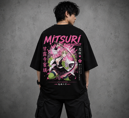 Mitsuri Kanroji Oversized Anime T-Shirt | Demon Slayer Love Hashira | 240 GSM French Terry | Premium Streetwear | BeePunch