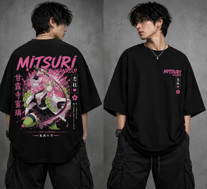 Mitsuri Kanroji Oversized Anime T-Shirt | Demon Slayer Love Hashira | 240 GSM French Terry | Premium Streetwear | BeePunch