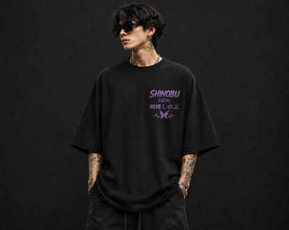 Shinobu Kocho Oversized Anime T-Shirt | Demon Slayer Insect Hashira | 240 GSM French Terry | BeePunch