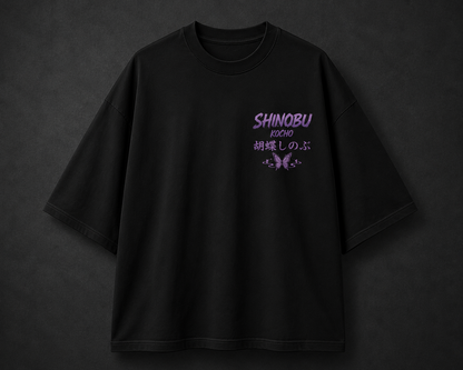 Shinobu Kocho Oversized Anime T-Shirt | Demon Slayer Insect Hashira | 240 GSM French Terry | BeePunch