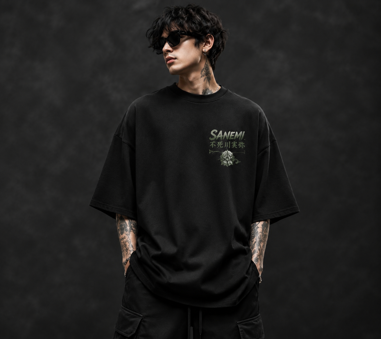 Sanemi Shinazugawa Oversized Anime T-Shirt | Demon Slayer Wind Hashira | 240 GSM French Terry | BeePunch