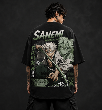 Sanemi Shinazugawa Oversized Anime T-Shirt | Demon Slayer Wind Hashira | 240 GSM French Terry | BeePunch