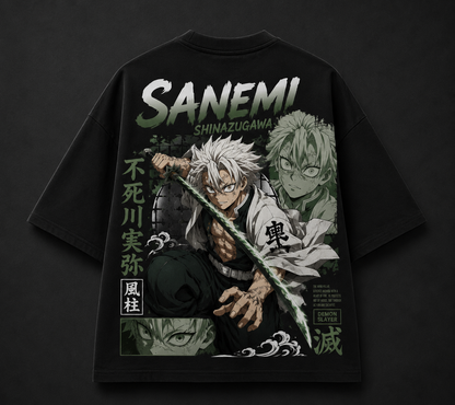 Sanemi Shinazugawa Oversized Anime T-Shirt | Demon Slayer Wind Hashira | 240 GSM French Terry | BeePunch