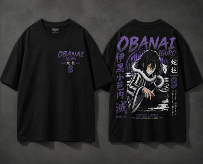 Obanai Iguro Oversized Anime T-Shirt | Demon Slayer Snake Hashira | Premium 240 GSM French Terry | BeePunch
