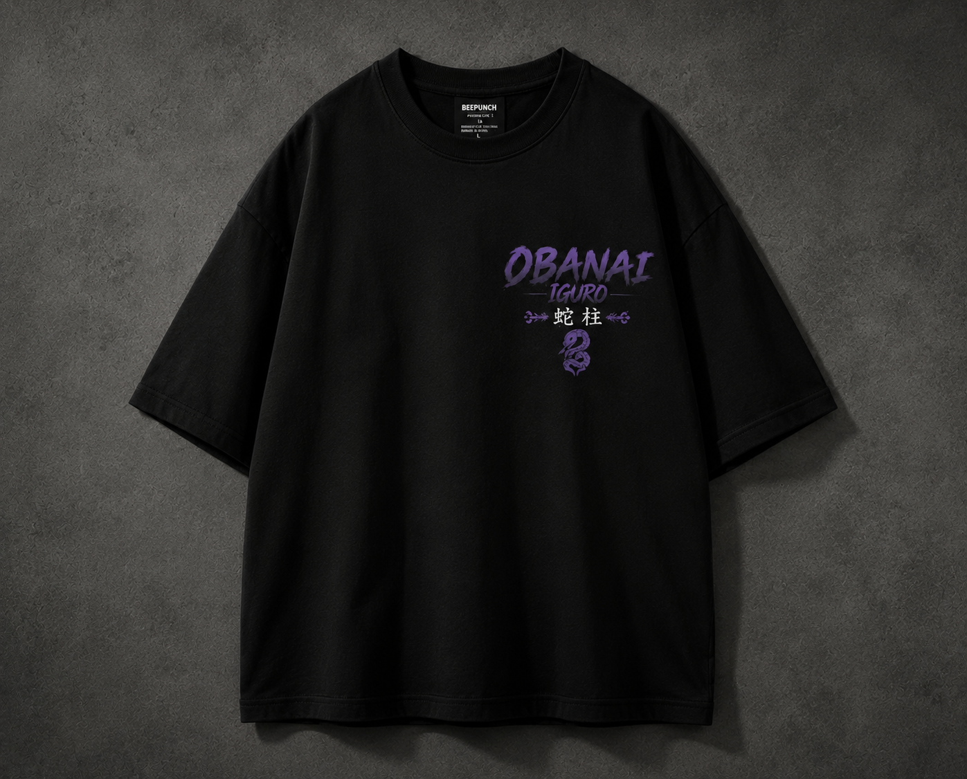 Obanai Iguro Oversized Anime T-Shirt | Demon Slayer Snake Hashira | Premium 240 GSM French Terry | BeePunch