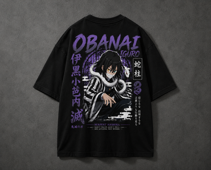 Obanai Iguro Oversized Anime T-Shirt | Demon Slayer Snake Hashira | Premium 240 GSM French Terry | BeePunch
