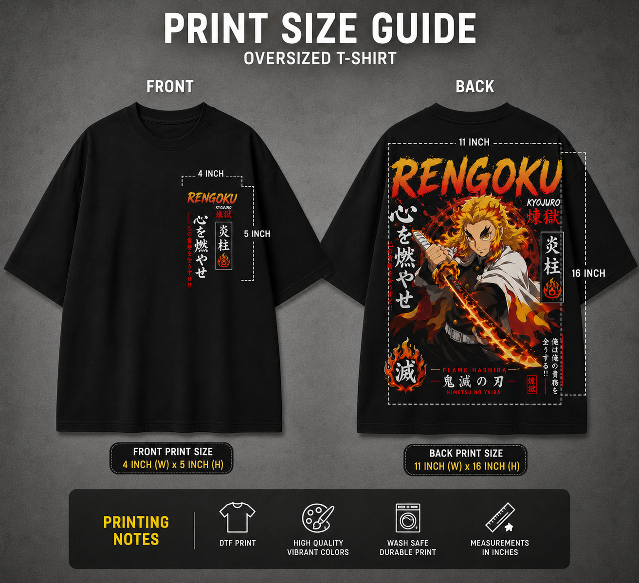 Kyojuro Rengoku Flame Hashira Oversized T-Shirt – BeePunch