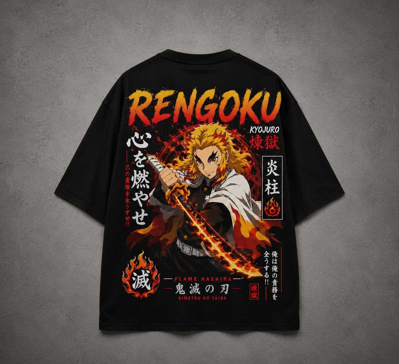 Kyojuro Rengoku Flame Hashira Oversized T-Shirt – BeePunch