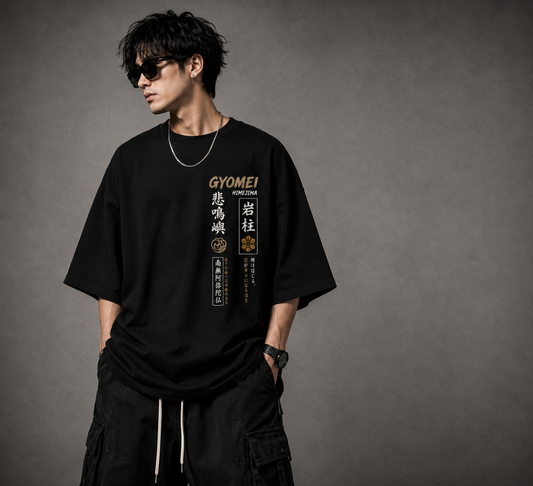 Gyomei Himejima Oversized Anime T-Shirt | 240 GSM Premium French Terry Cotton | BeePunch