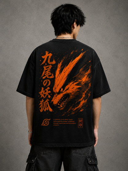 Naruto Kurama Nine Tails Oversized Anime T-Shirt | Front & Back Print