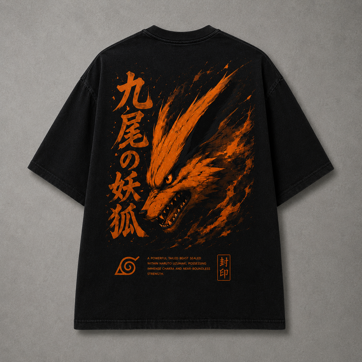 Naruto Kurama Nine Tails Oversized Anime T-Shirt | Front & Back Print