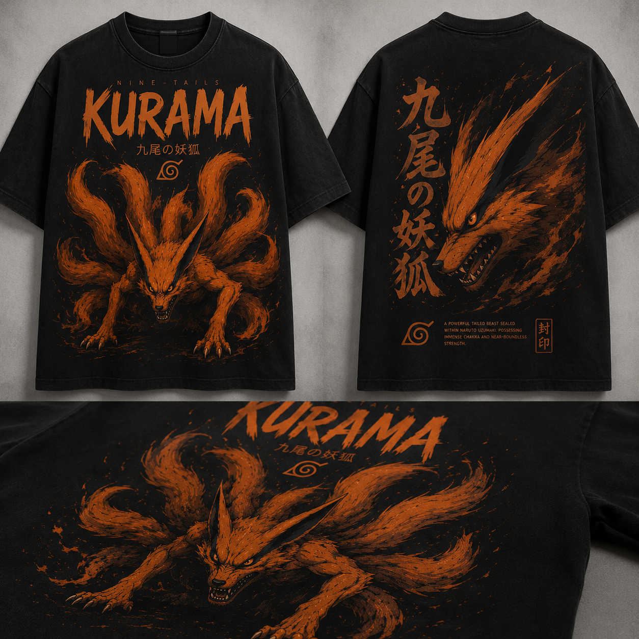 Naruto Kurama Nine Tails Oversized Anime T-Shirt | Front & Back Print