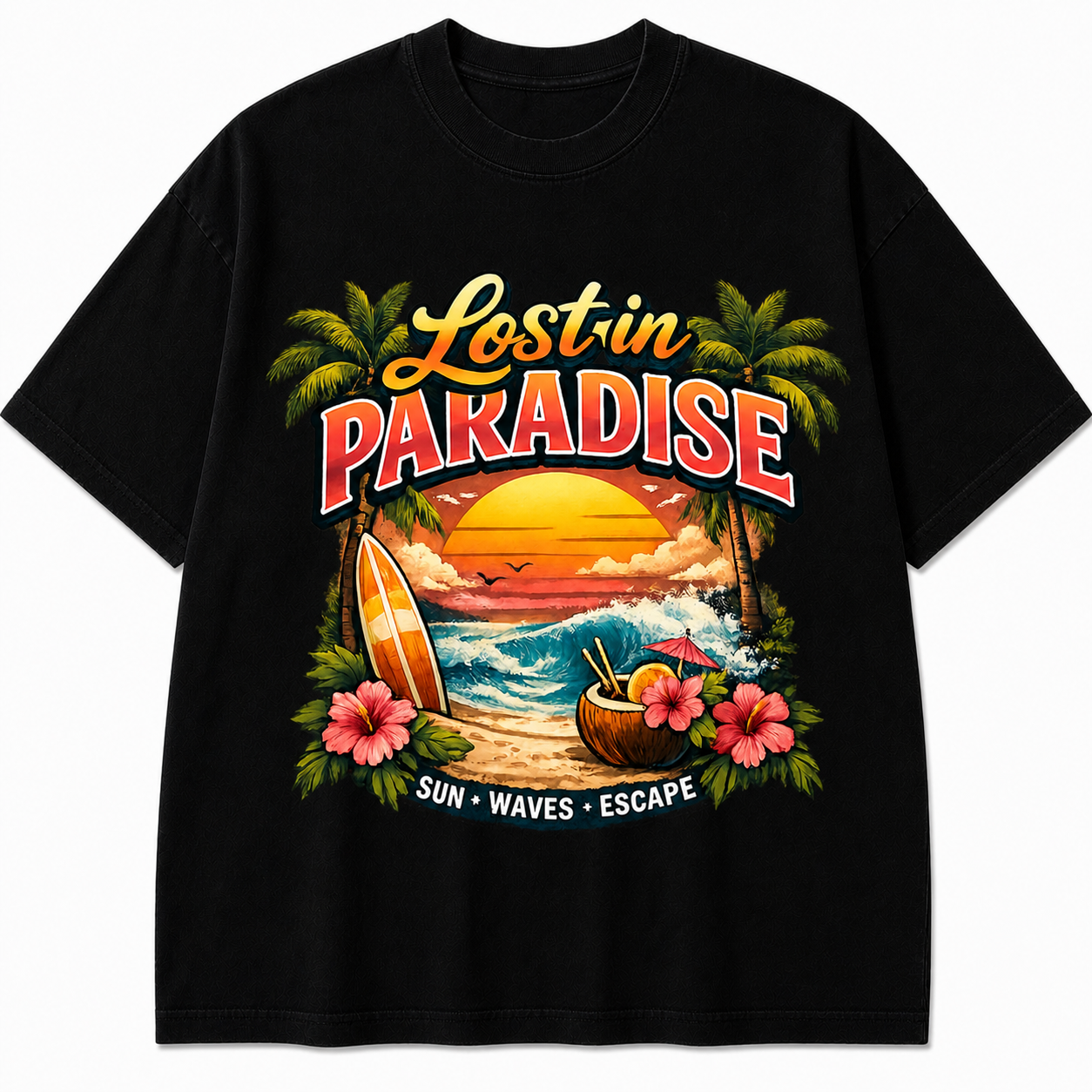 BeePunch Paradise Escape summer streetwear T-shirt