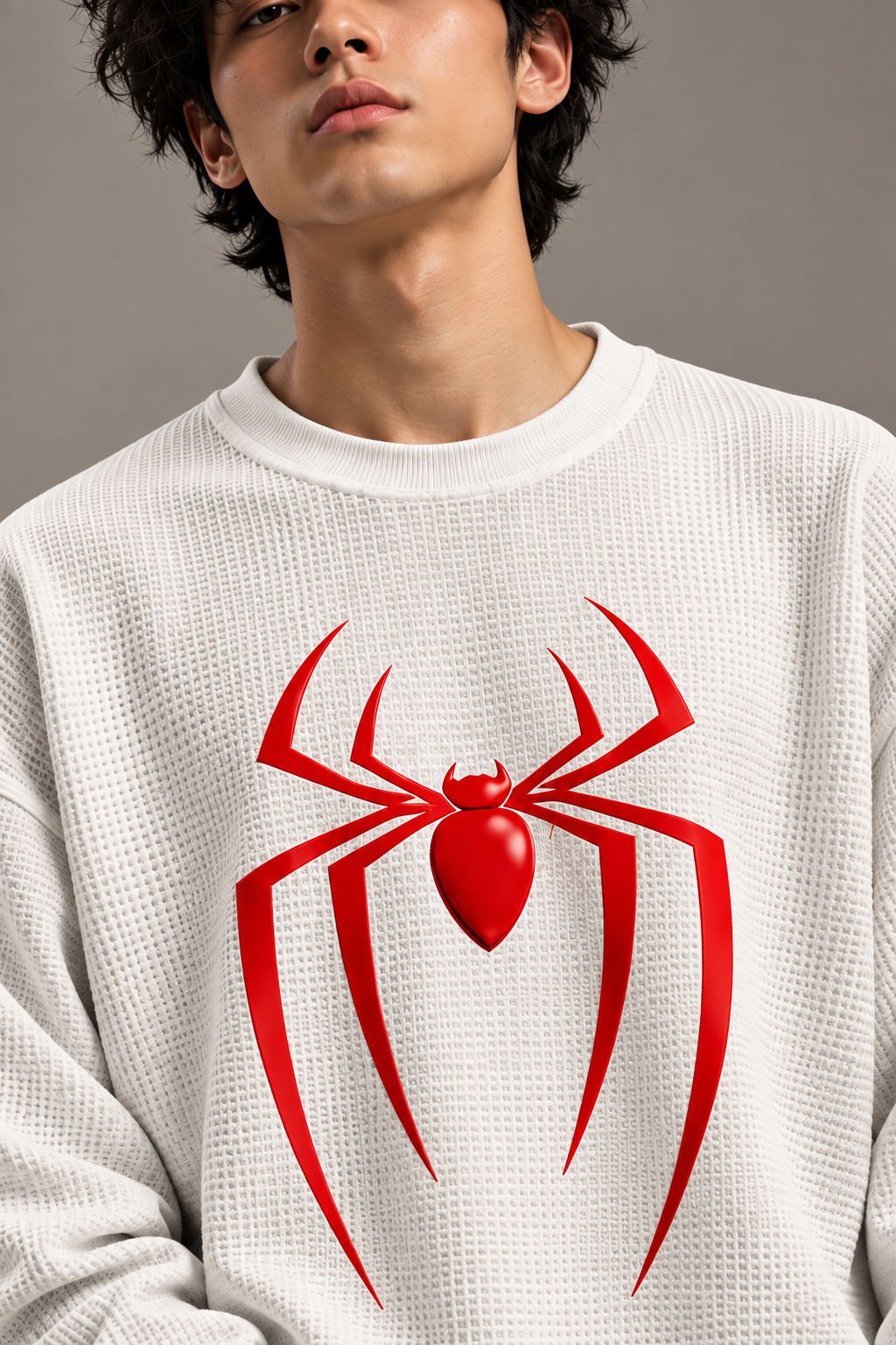 BeePunch Spider Waffle Full Sleeve T-Shirt – Premium Oversized Fit
