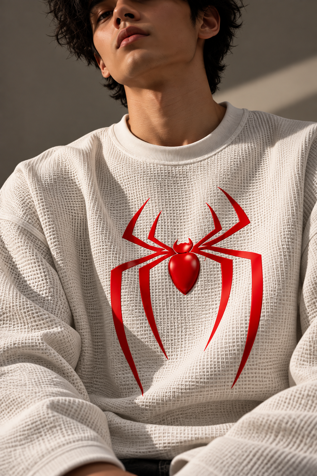BeePunch Spider Waffle Full Sleeve T-Shirt – Premium Oversized Fit