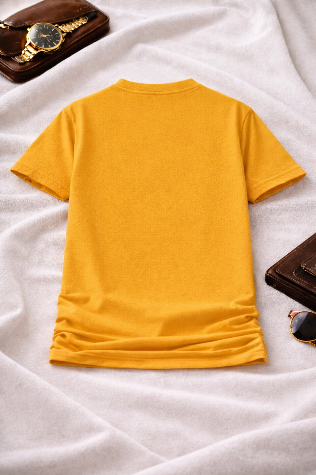 Premium mustard yellow streetwear T-shirt detail
