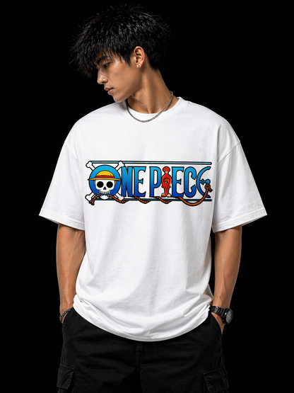 Straw Hat Emblem white streetwear T-shirt back print detail