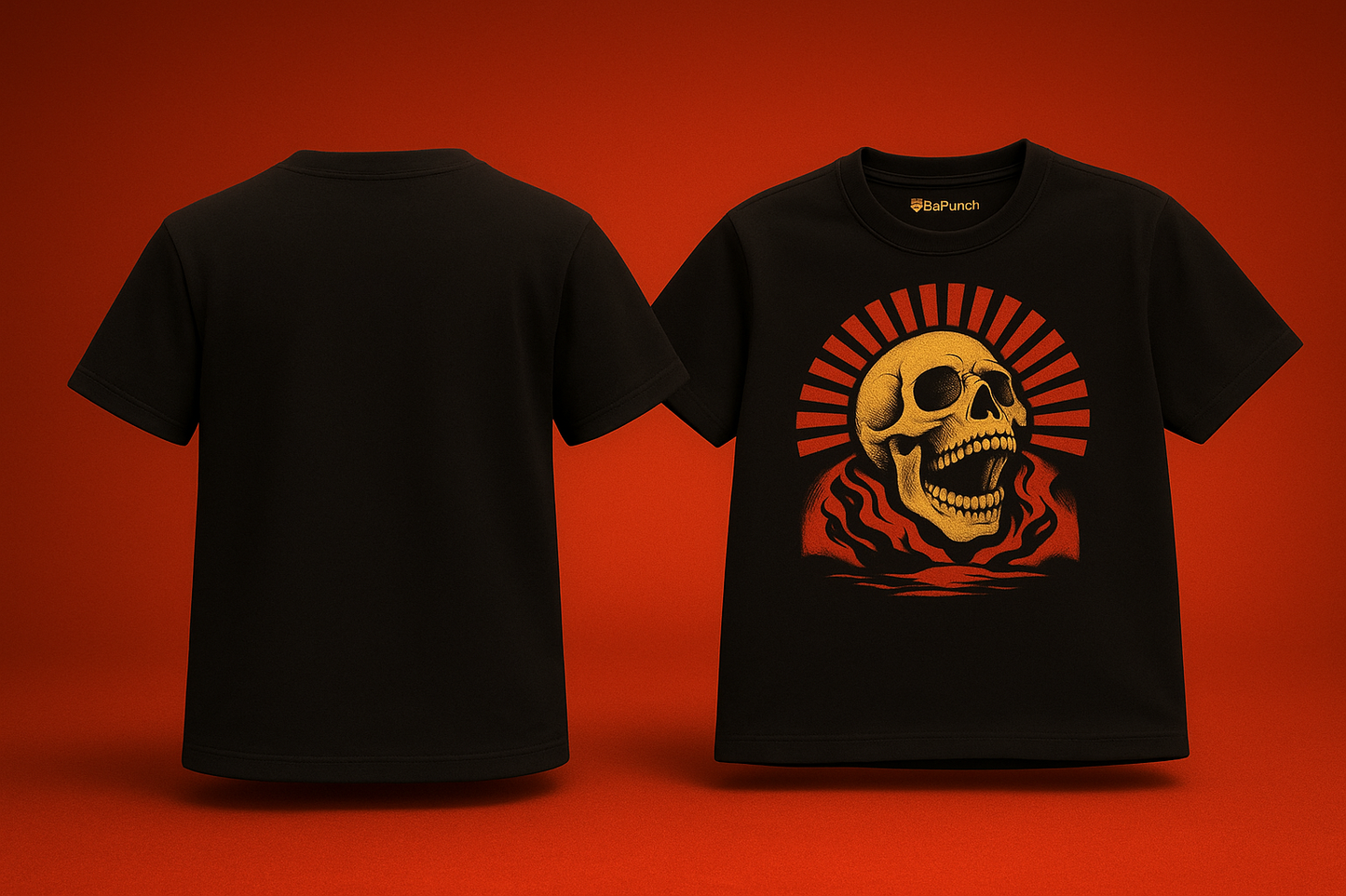 Skull Blaze Oversized Black T-Shirt – BeePunch Edition