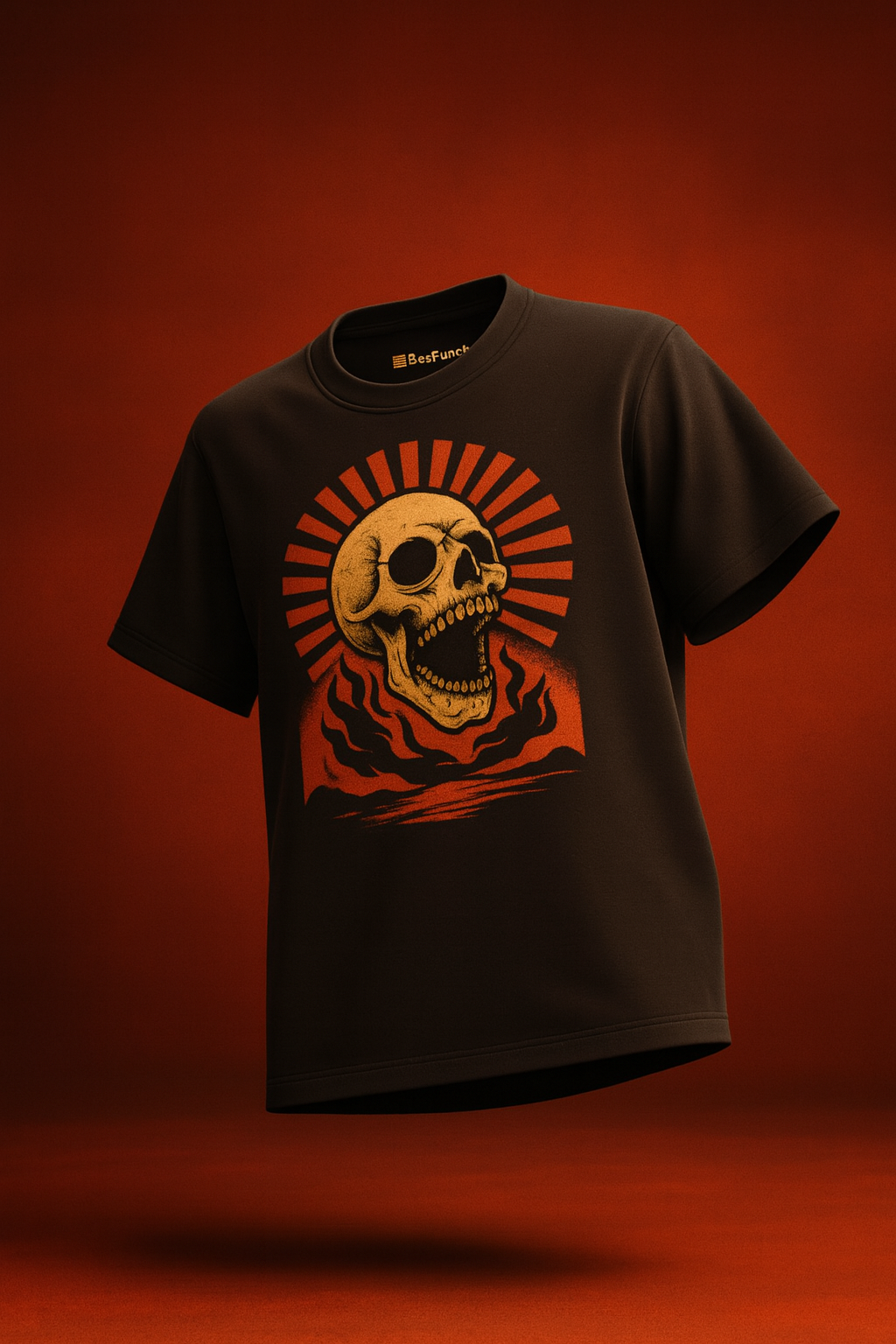 Skull Blaze Oversized Black T-Shirt – BeePunch Edition