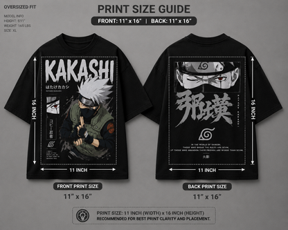 BeePunch Kakashi Graphic Oversized Tee – 240 GSM French Terry